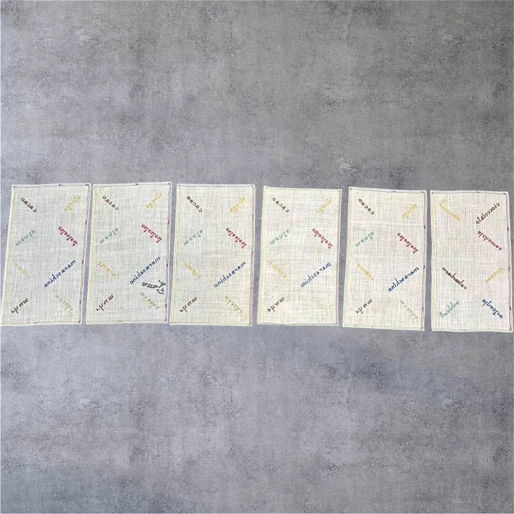 Set‎ of 6 MCM Retro Cocktail Napkins Multi Embroidered Italian Linen